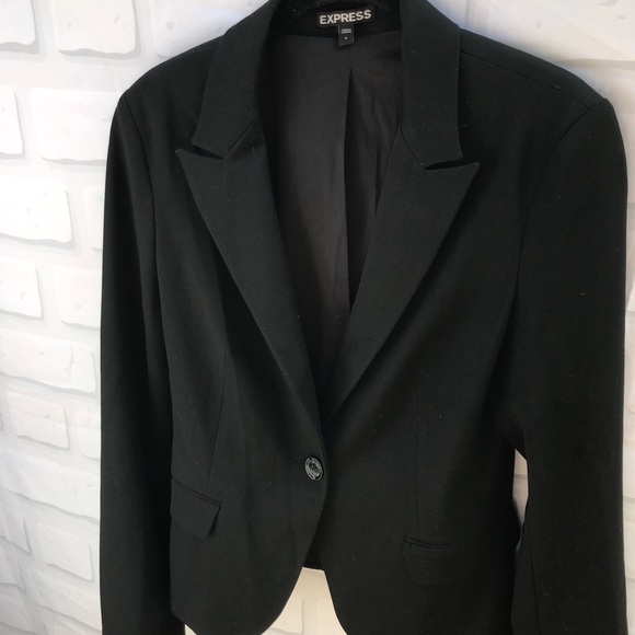 Express Notch Collar One Button Black Blazer - Picture 3 of 8